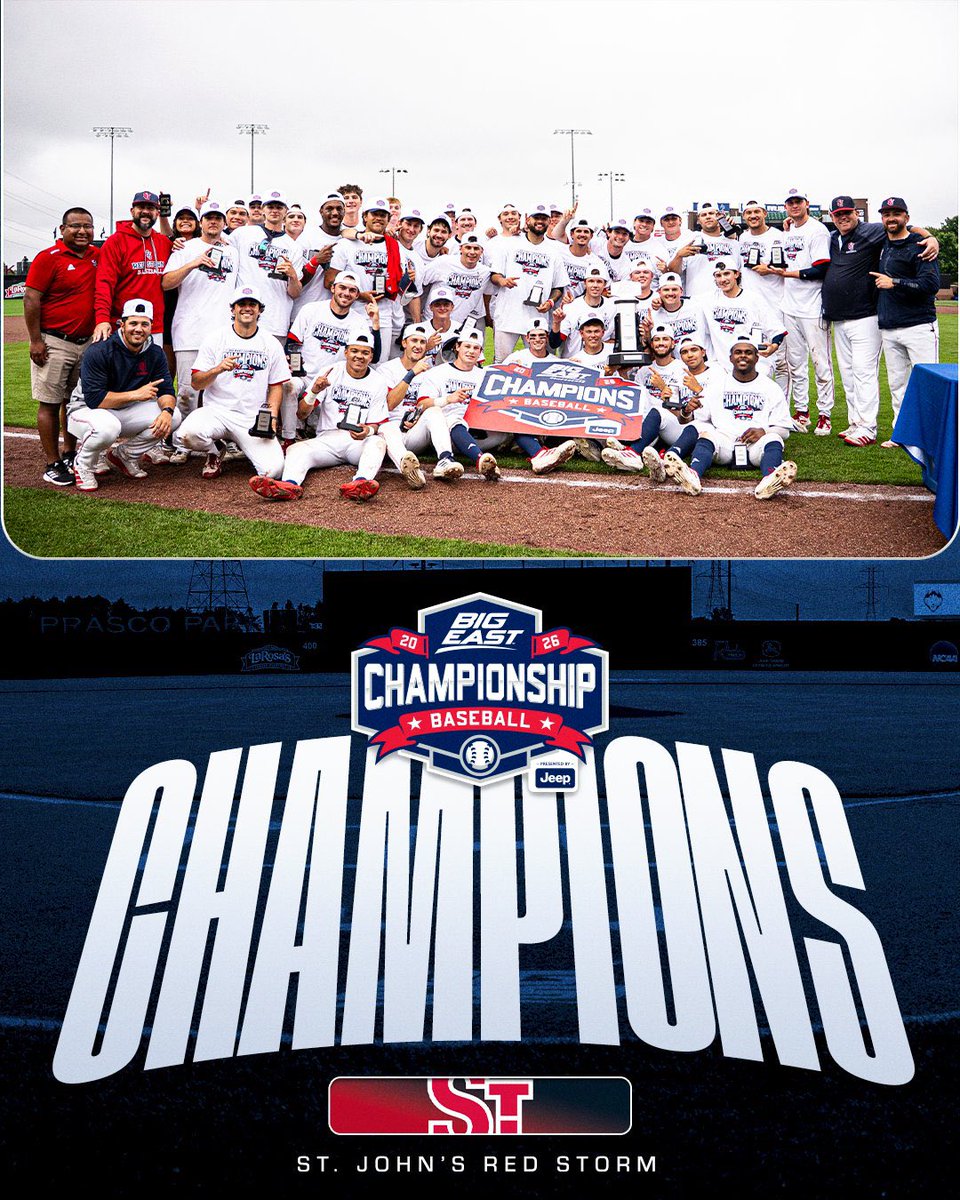 mtasju's tweet photo. St. John’s  Baseball ⚾️ has won:

11 BIG EAST Tournament Championships — the most in conference history  
11 BIG EAST Regular Season Championships — also a conference record  

Their BIG EAST Tournament titles in:
1985, 1986, 1988, 1993, 1997, 2010, 2012, 2015, 2018, 2024 and “26 https://t.co/owk6kMII3n