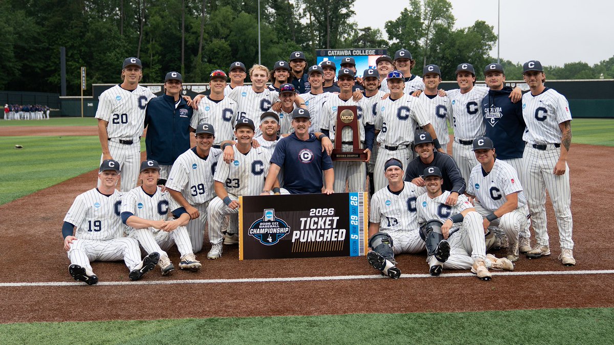 CatawbaIndians's tweet photo. The bracket is set! ⚾️

@CatawbaBaseball earns the No. 3 seed at the @NCAADII Baseball Championships. They will face No. 6 Point Loma at 1:30 p.m. in Cary on Saturday, May 30!

Full bracket | https://t.co/BMclH1cWuq

#BeYourOwnHero | #CatawbaCulture https://t.co/4lsI0rKoA9