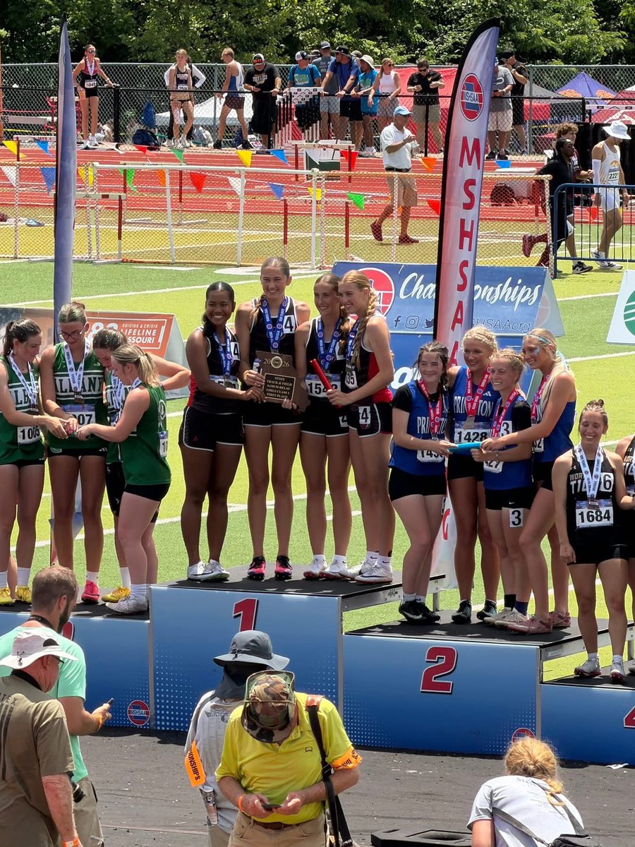 SJCSLions's tweet photo. Congratulations to the SJCS Girls Team 4x200m Relay Team on placing 1st in State with the time of 1:47.46!￼ 

Relay Team:  Grace Barnes, Katie Moeck, Claire Vorderstrasse &amp; Addy Dawson. Way to go!! #sjcstrack #AllGloryToGod https://t.co/FHCymGAi7v