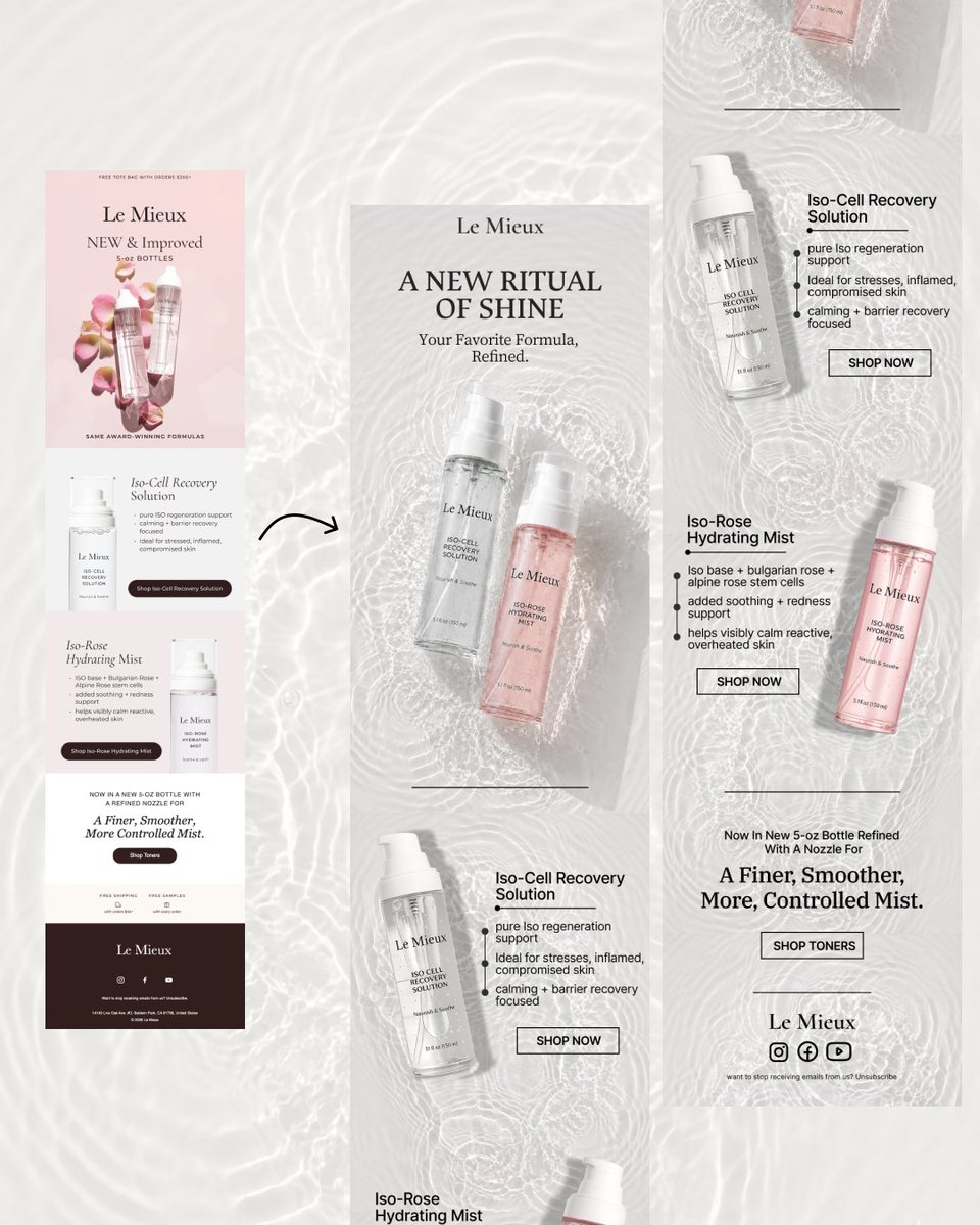 MRahimvz's tweet photo. Redesigned an email from Le Mieux.
Tried something new for this one.
what do u guys think?
#emaildesign #graphicdesign #emailmarketing https://t.co/P0muqWNLyG