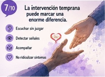 VSolidarias2022's tweet photo. La intervención temprana puede marcar una enorme diferencia.
Escuchar sin juzgar.
Detectar señales.
Acompañar.
No ridiculizar síntomas.
A veces, pedir ayuda ya supone una batalla enorme para quien está sufriendo. #Esquizofrenia https://t.co/VOytf2rGqE