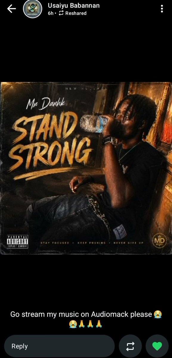 Mr_Darhk's tweet photo. Please guys

*STAND STRONG*

Out now on Audiomack

Go stream the music 🙏🙏🙏🙏😭😭

https://t.co/vhovGEpW9X

Go bless you 💙 https://t.co/jqCIbY0jVZ