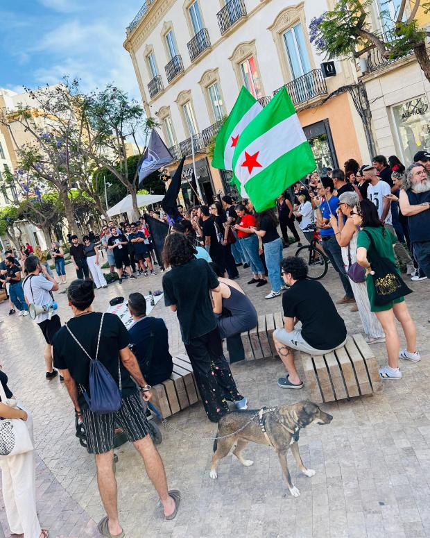 AlmeriaAntifa's tweet photo. La Almería consciente, antirracista y para todas ha salido a la calle para denunciar la represión del Estado, la violencia fascista y la necesidad de organización de la clase trabajadora. 

¡Almería no es lugar para fascistas!

#almería #antifascista #andalucía https://t.co/GmlIzGvVUd