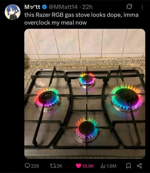 moses44044's tweet photo. Bro really said:
“Time to overclock dinner.” 🔥🌈😂
RGB makes everything faster… apparently even cooking now.
Level up your coding skills with CourseCode 🚀
https://t.co/acYBJI93Ey

#CourseCode #coding #TechHumor #RGB #fyp #reels https://t.co/JzxITy7pwv