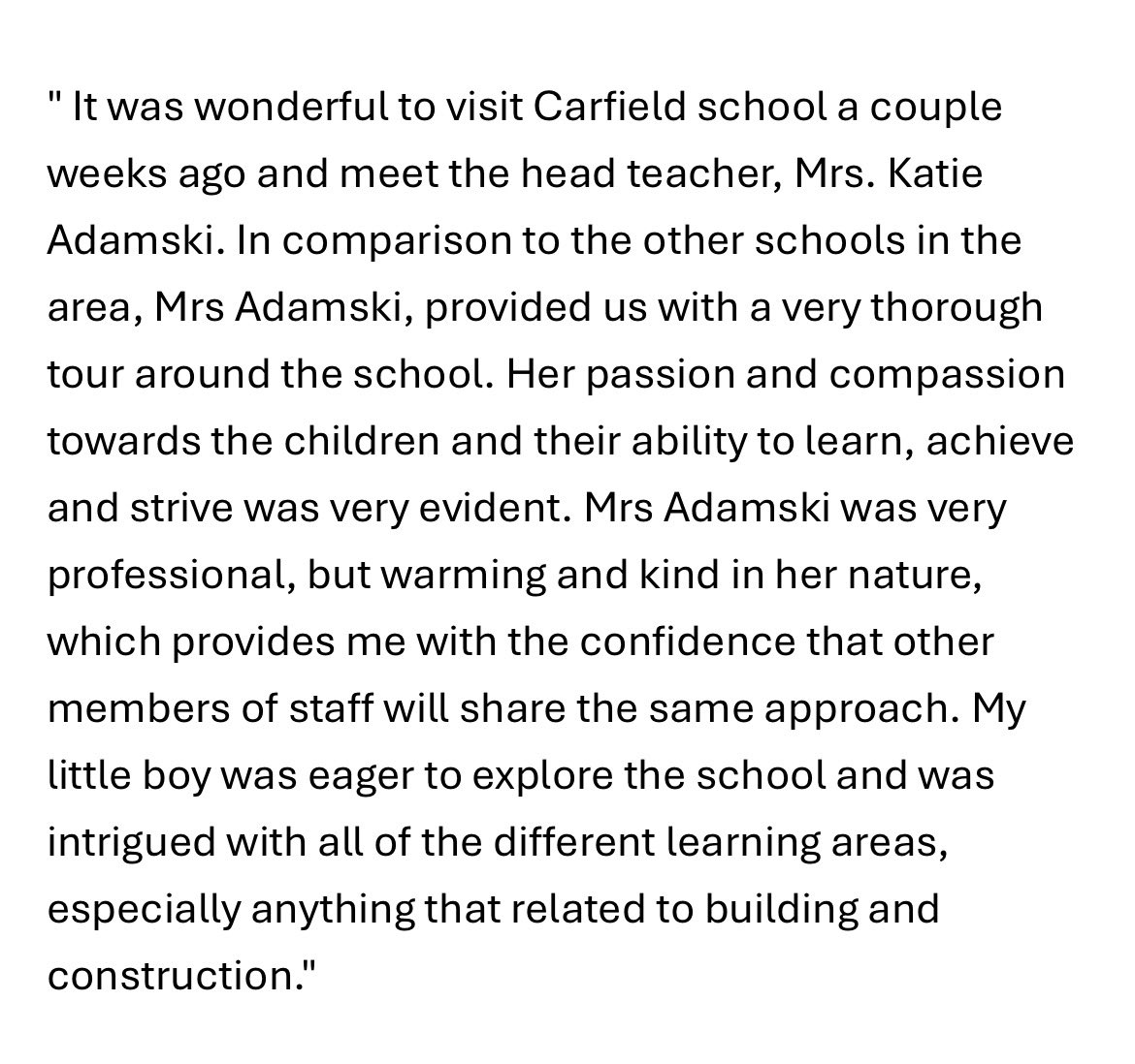 CarrfieldHead's tweet photo. Well how lovely! Strong starts for ALL our children. #alwayschildcentred #proudtobecarrfield https://t.co/7jqNRxTRbc