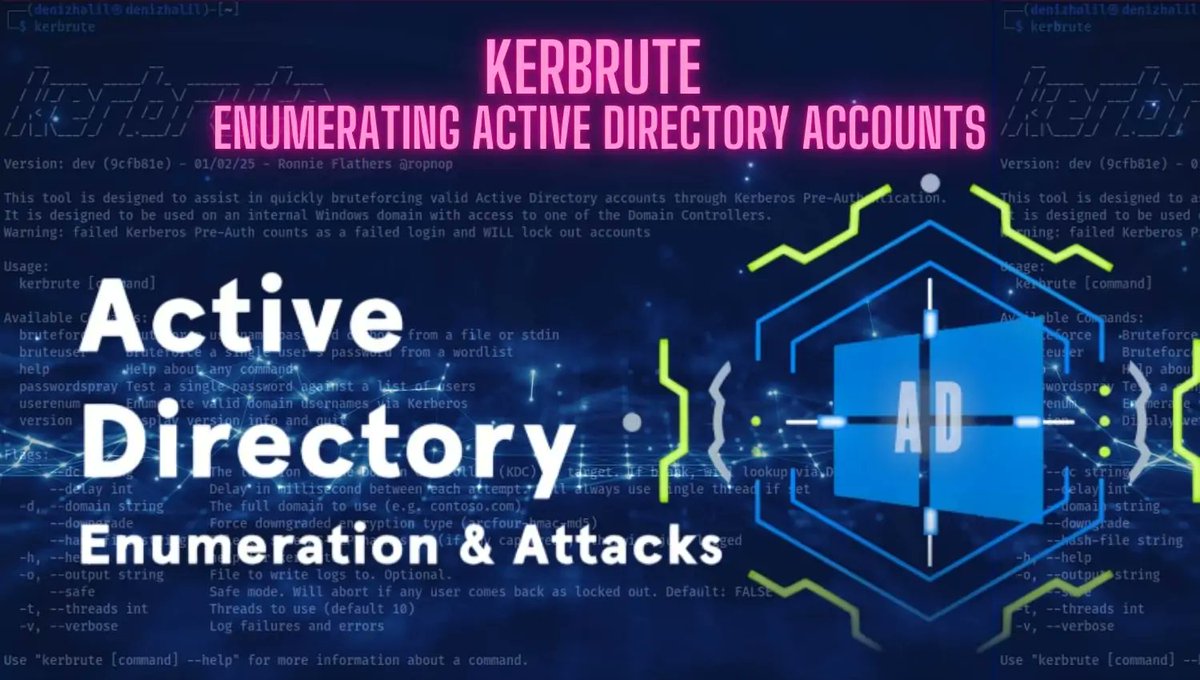 denizhalilT's tweet photo. Kerbrute: Enumerating Active Directory Accounts
In this article, I cover how Kerberoasting works, common attack practical defense strategies.
https://t.co/xOIsB7xuF3
#CyberSecurity #ActiveDirectory #Kerberoasting #Kerberos #CredentialAccess #RedTeam #BlueTeam #Pentesting https://t.co/kGtm89ffAZ