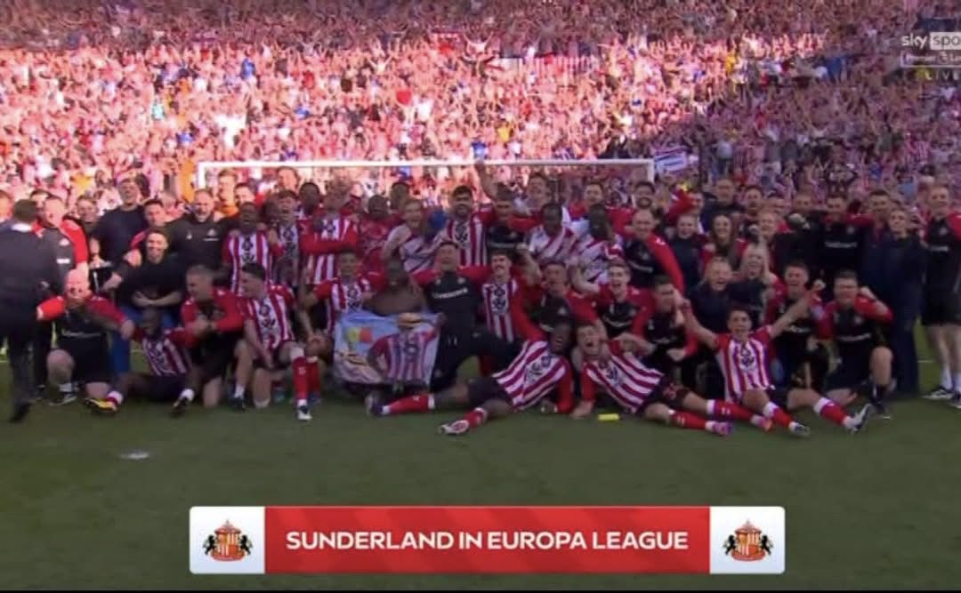 robhallardsafc's tweet photo. What a fucking achievement in 12 months man. May 24th 2025 promoted to the Premier League via the play offs. May 24th 2026 qualified for the Europa League. I love this club 🔴⚪️⚽️ #safc #europaleague https://t.co/JmeyKSwGWg