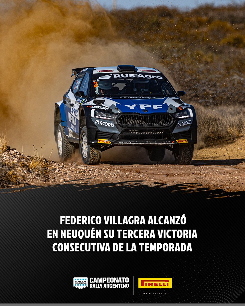 RallyArgentino's tweet photo. Federico Villagra alcanzó en Neuquén su tercera victoria consecutiva de la temporada.
💻📱Nota completa en: https://t.co/54BtTO1TLI
📸 Foto: Lucas Martinez
#RallyArgentino #RallyDelPetróleoyLosDinosaurios #CutralCo #PlazaHuincul #Neuquén https://t.co/UwHzbuagCO