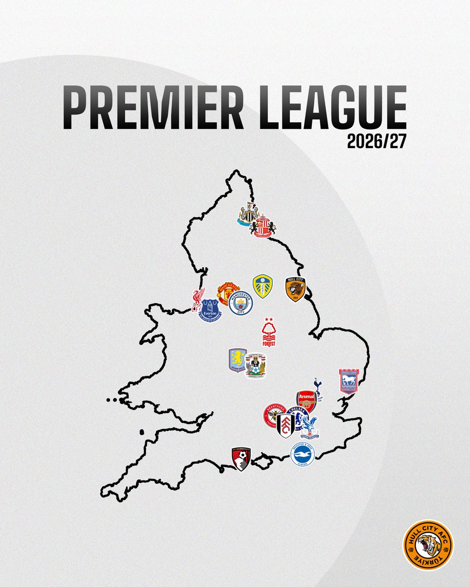 HullCityTurk's tweet photo. PREMIER LEAGUE 26/27 🐯✅

🟠⚫ 2026/27 sezonunda bizimle beraber Premier League'de mücadele edecek takımlar onaylandı!

#hcafc https://t.co/uvU3kSTE55