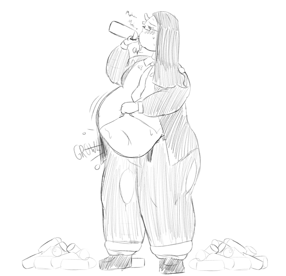 Scrap4Brainz's tweet photo. quick sketch for my bud @ChocolatBoom of Coral Glasses going on a bit of a whipped cream binge and getting a teensy bit bloated.

Thankfully her good friend Taski's there to help her out!

(+ mildly messier alt of part 2 in the replies) https://t.co/GVmofifGVl