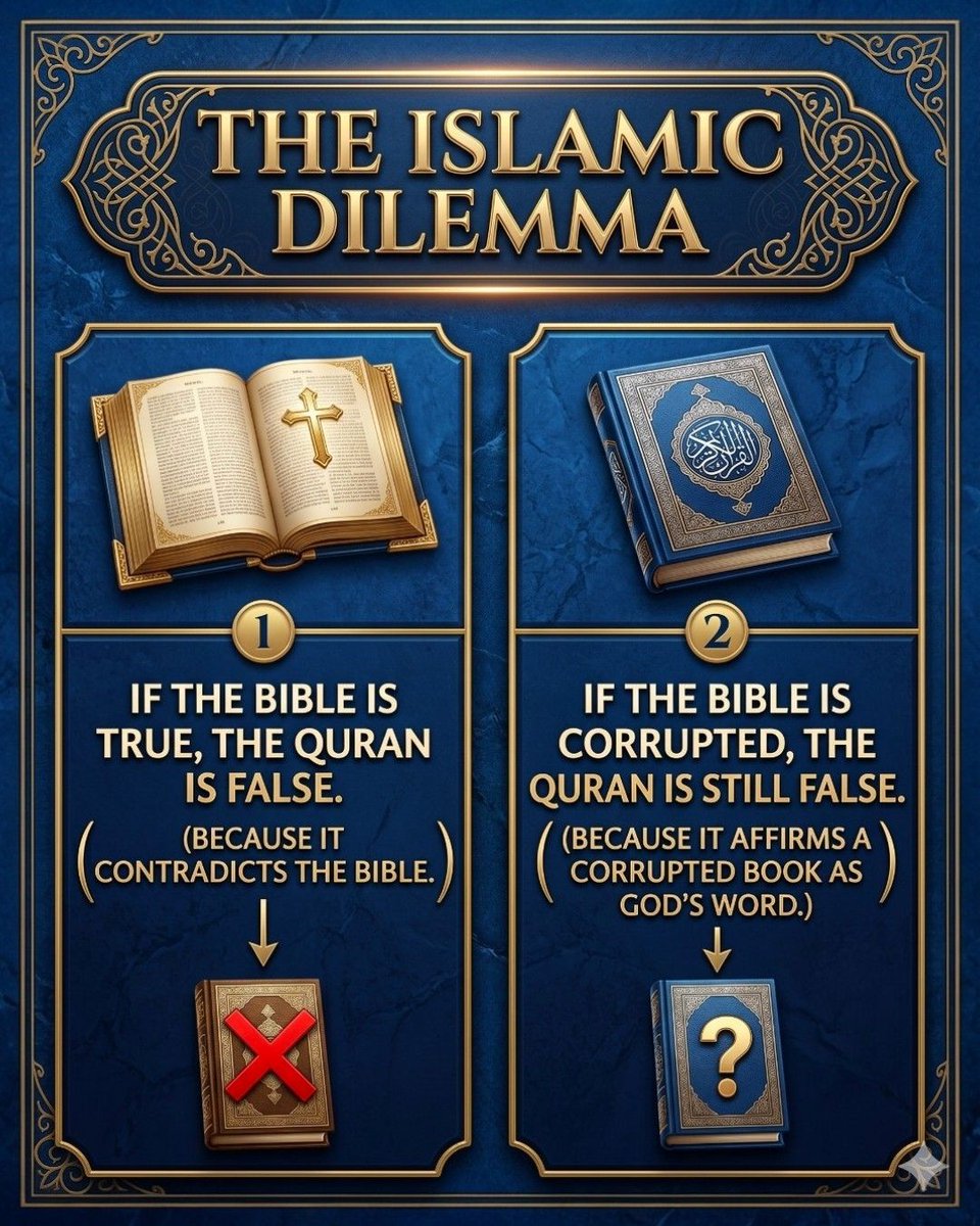 PalisadoesMan's tweet photo. @mosalamandani Irrelevant sunshine.  The Islamic dilemma shows Islam is false.

Wake up sunshine. https://t.co/YqVt49VJWt