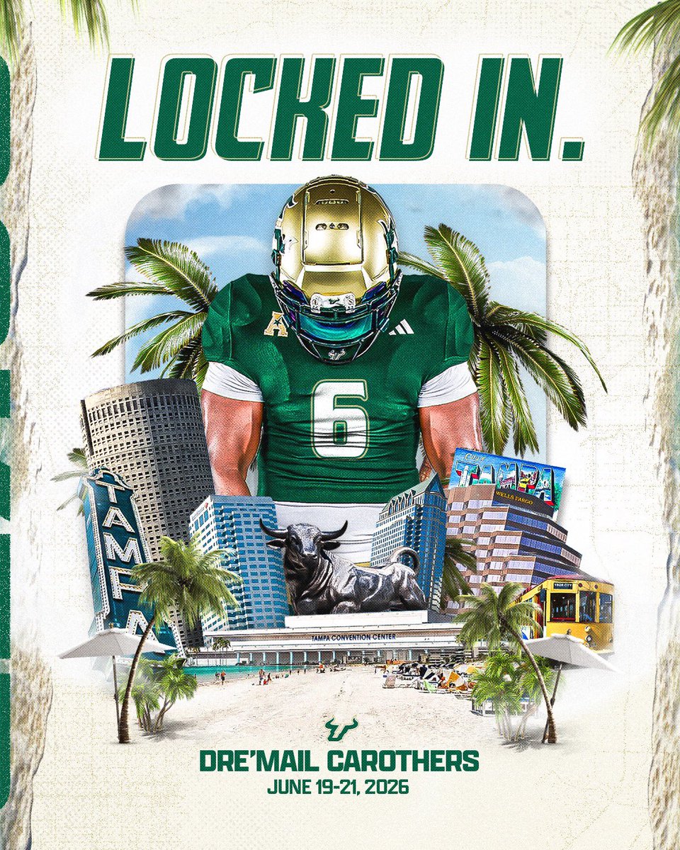 DremailC2027's tweet photo. OFFICIAL VISIT‼️‼️ @USFFootball @brianhartline @Coachtimbeck @mhartline59 https://t.co/TScMiXKrvY