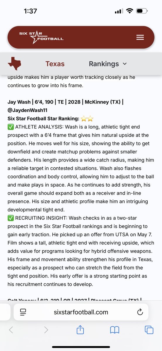 Jay Wash-c/o28-TE-6’4 190LB-Mckinney,TX tweet media