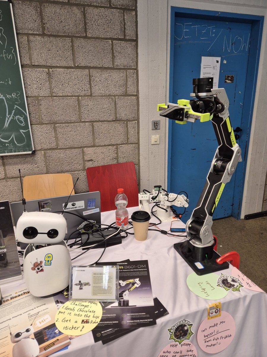 kamathsblog's tweet photo. I helped the lovely ladies at @seeedstudio's #OpenHardwareSummit booth set up the teleop demo with their new reBot arm after it got stuck during the event. I've never worked with this arm, but got it working within minutes. I still can't believe how easy the process was 🦾 https://t.co/QL3aaFb0mH