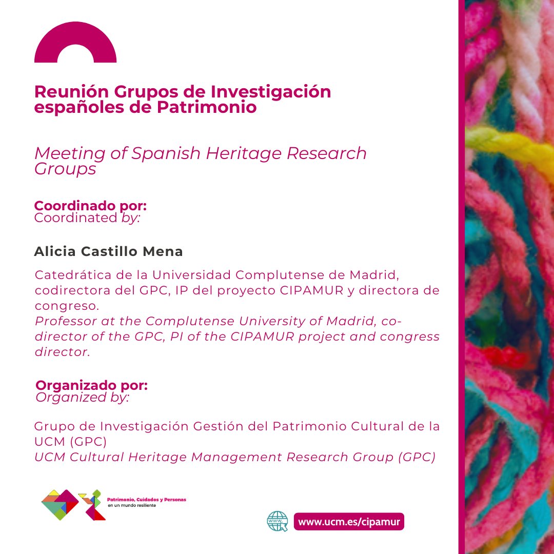 gpcultural's tweet photo. 👥 Una de las actividades programadas dentro del congreso es la reunión de grupos de investigación españoles de patrimonio.
👥 One of the programmed activities in the conference is the Meeting of Spanish Heritage Research Grupos.
#InternationalConference #CongresoInternacional https://t.co/337732NyYC