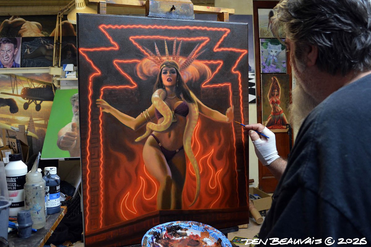 DensLairStudio's tweet photo. From Dusk till Dawn is coming along. 24"x30" oils on canvas. No AI obviously. https://t.co/4DqDQ8t7AC