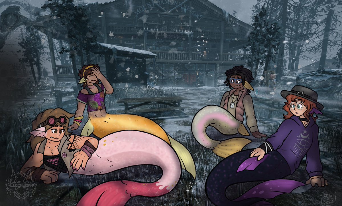 PocketSybil's tweet photo. A second contribution before #mermay is over

These were both commissioned by @DeadeyeDavid20 
#deadbydaylight #dbdfanart https://t.co/cdea4DvuVx