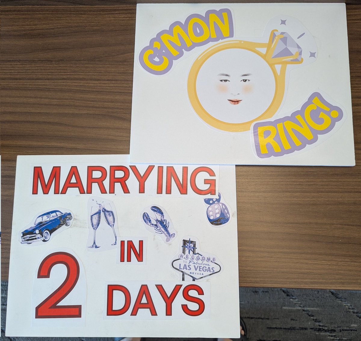 myjoonmymoon's tweet photo. Our posters for tonight 💜 Look out for us! Would be so fun to get on screen for armytime 🥹🤞

We get married on Tuesday! 🥰🌸🎰💒 https://t.co/nkqw8nXbH0