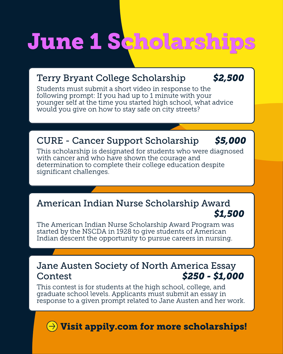 AppilyCom's tweet photo. Check out more scholarships at https://t.co/5iS3ZgrvFA
#scholarship #scholarships https://t.co/olcSe2AqIy