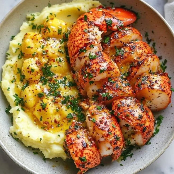 NThanh86518's tweet photo. Perfectly butter-seared lobster tail, drenched in rich garlic herb butter, served with creamy mashed potatoes, finished with fresh parsley and chili flakes!
     👉#LobsterTail  
          #GarlicHerbButter  
          #ButterSearedLobster 
          #CreamyMashedPotatoes  
          #SeafoodDelight