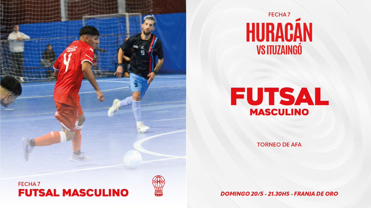 huracandeportes's tweet photo. #Huracán 🎈 #FutsalMasculino

⚽ Este domingo 24/5 la Primera del Globo se enfrentará a #Ituzaingó desde las 21:30 por la #Fecha7 de la Primera "D" del Torneo de @Afa 2026, en Franja de Oro https://t.co/z9FQDMkqU4