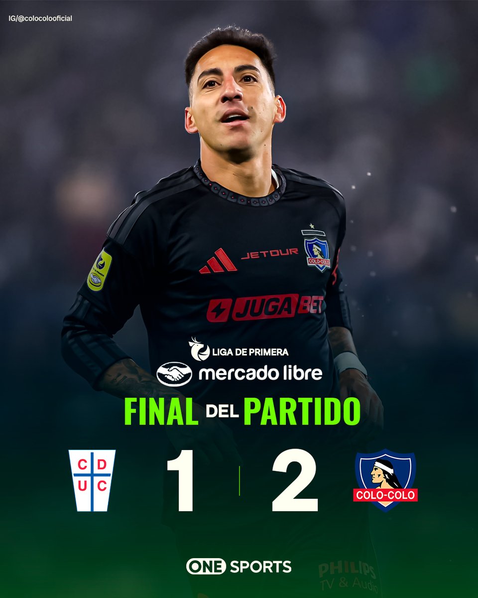 ONESportsCL's tweet photo. 🏁🔥#ElClásico189 es albo 

Colo Colo derrotó a Universidad Católica en el Claro Arena, y el Cacique es más líder que nunca de la #LigaDePrimeraMercadoLibre 2026. https://t.co/ZextA7M0B1