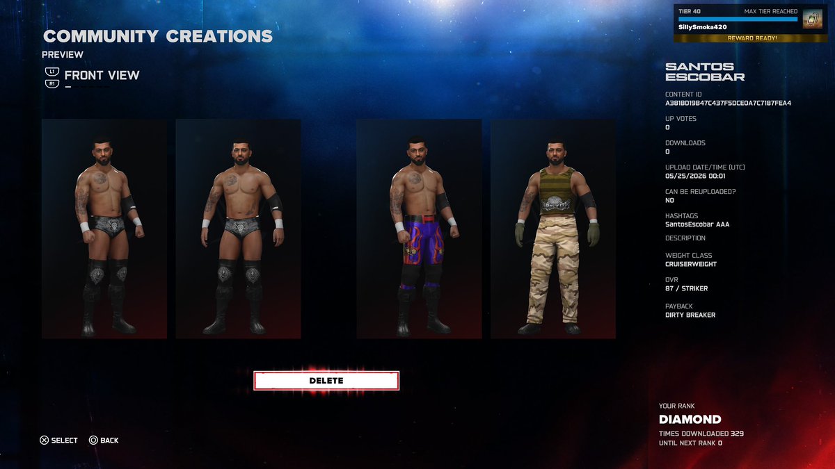 AlmostfadedG's tweet photo. #WWE2K26 Santos Escobar Triple AAA now available for download on Community Creations 

Hashtags:SantosEscobar,AAA https://t.co/89TpLDjEOV