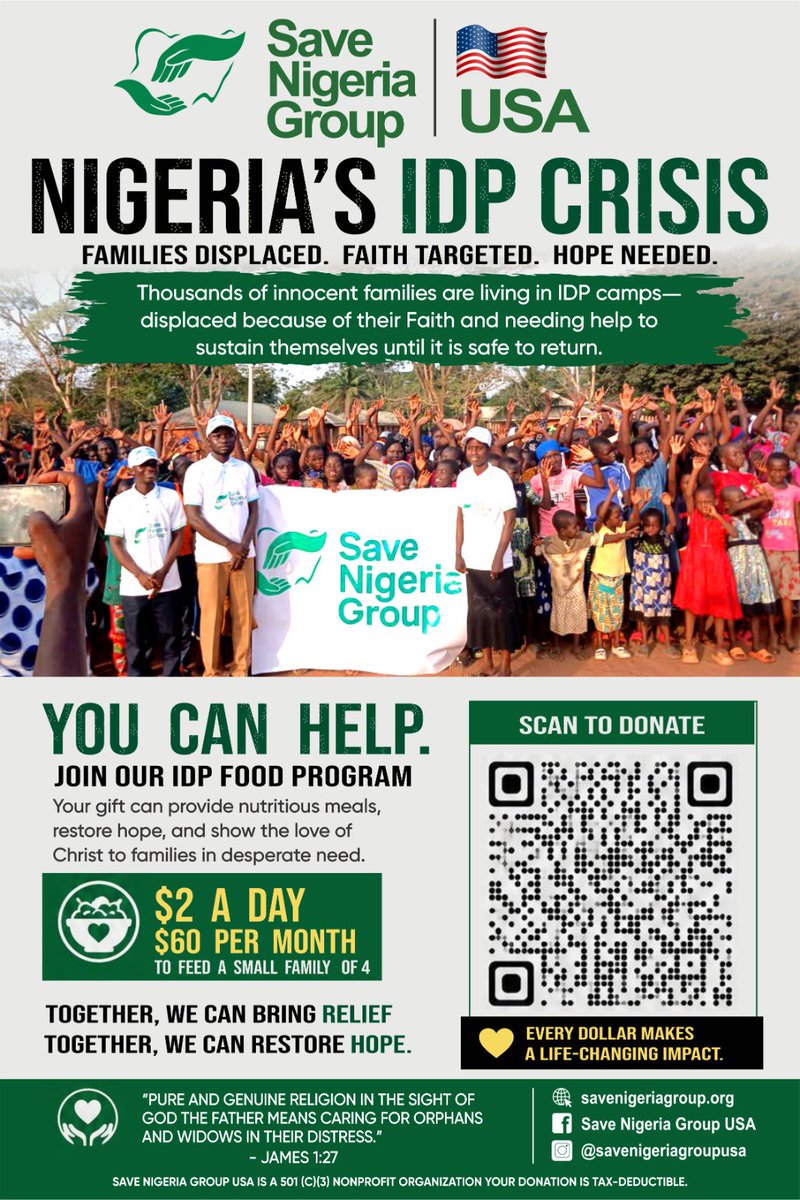 StephenOSEMWEGI's tweet photo. Save Nigeria Group USA @SNG_USA is calling for action, don’t stand on the sidelines, please take action;
Donate here 👇🏾
https://t.co/tryUTl0tWP https://t.co/dRvtUOv2e4