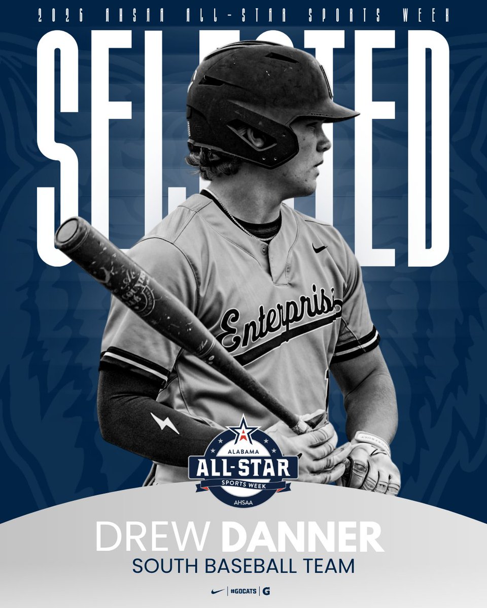 EnterpriseHighS's tweet photo. Congratulations to Drew Danner on being selected for the South Baseball Team for the 2026 AHSAA All-Star Week game! | #GoCats https://t.co/3WYlrCxP7p