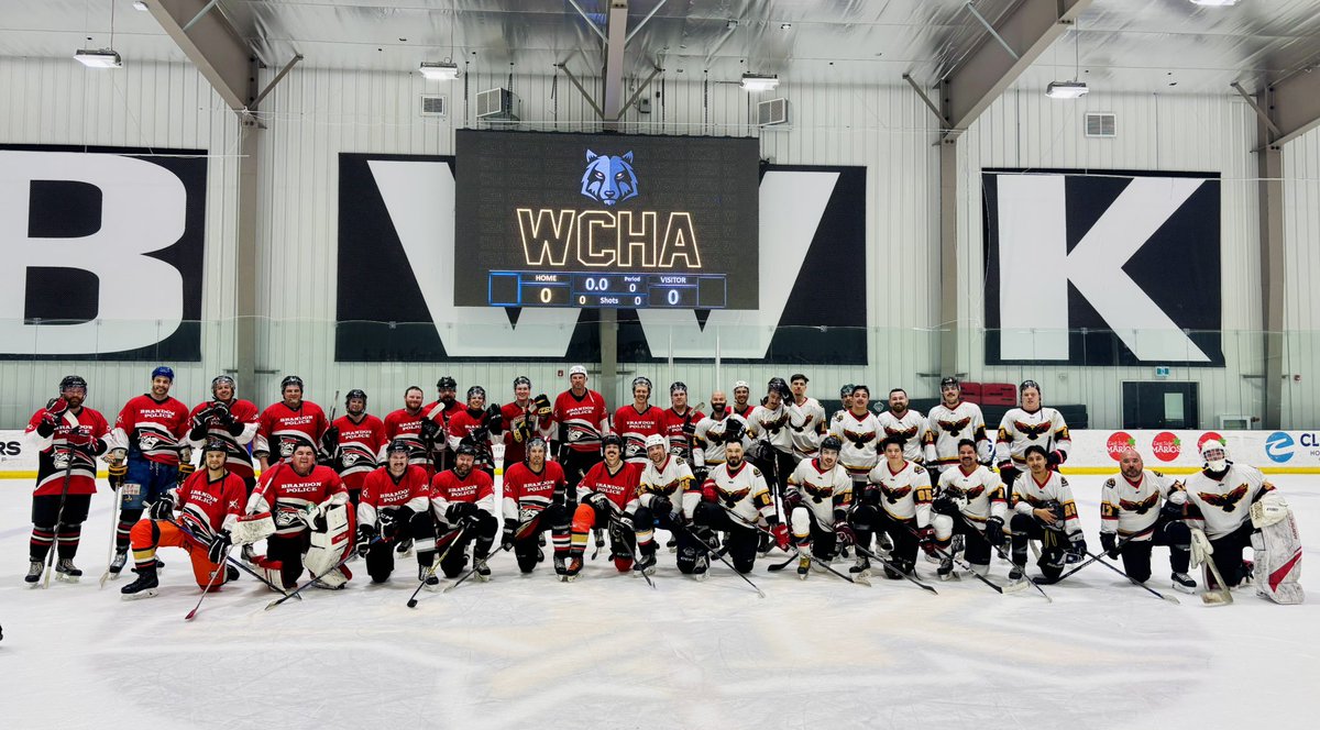 BrandonPolice's tweet photo. 26 degrees, sunshine & hockey-now THAT’S a Manitoba weekend! Last night, BPS hit the ice against Manitoba First Nations Police. MFNP came away with the win in a hard-fought 7-6 finish.
Big thanks to MFNP for the great game & sportsmanship. Til next year! #bdnmb #bps #mfnp #hockey https://t.co/bU4gV40iHt