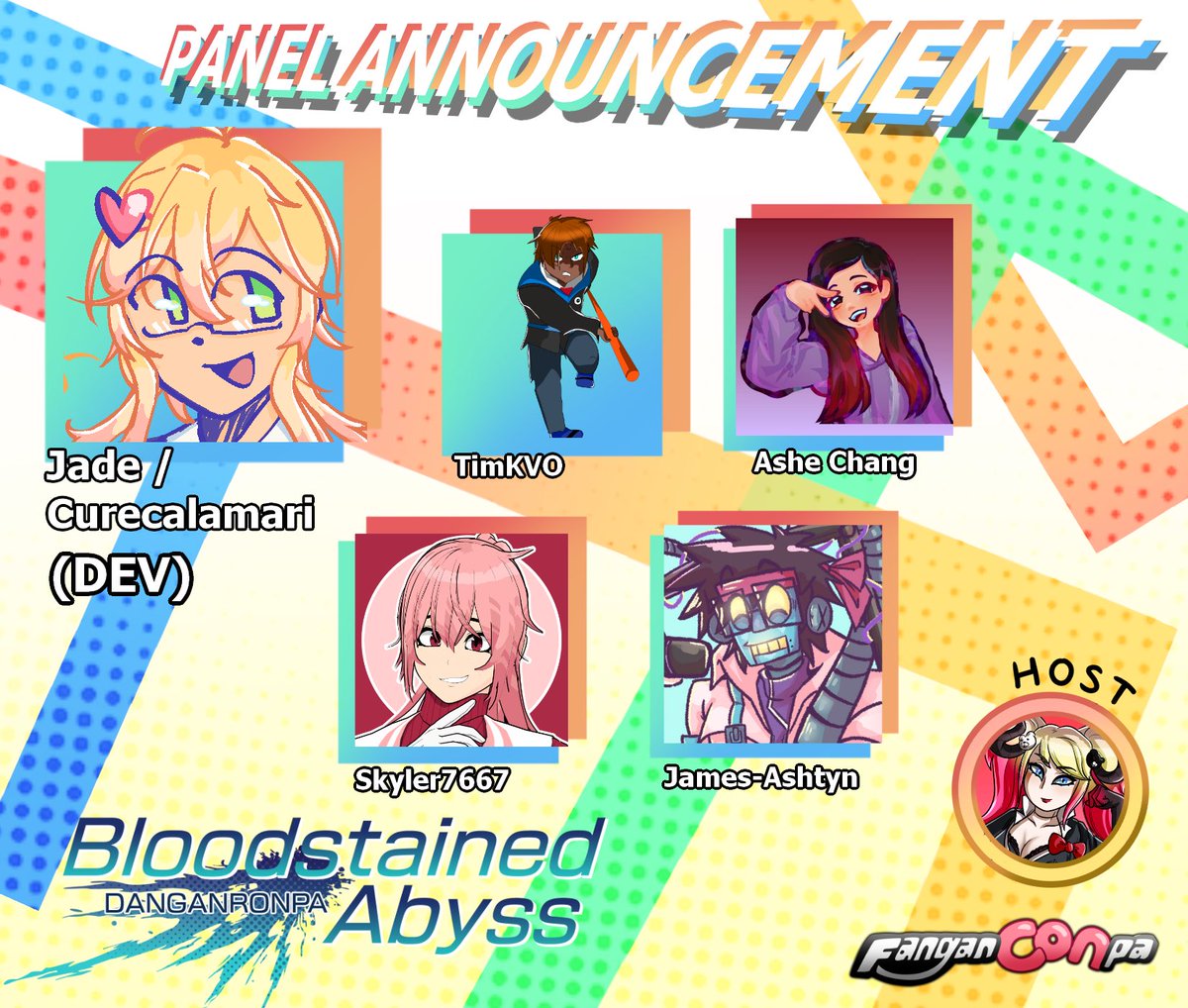 FanganronpaNews's tweet photo. PANEL ANNOUNCEMENT
Danganronpa: Bloodstained Abyss
DEV: @curecalamari 
Guests: @TimKrauseVO - @nocrustasheVO - @StanNajimi - @AshGumbrechtVO 

Taking place Day 1 at 5PM EST!
Submit questions for the team at the form linked below! https://t.co/iPavvg4oZL
