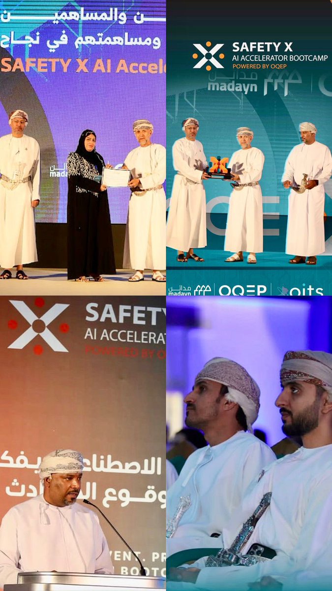 naeema_mis's tweet photo. فخورة وممتنة بمشاركتي في معسكر 🚀🤖 SAFETY X AI ACCELERATOR، بتنظيم الجمعية العمانية لتقنية المعلومات  (OITS) وبدعم من OQ Exploration &amp; Production وMadayn Oman في كلية الشرق الأوسط.
تجربة ملهمة جمعت بين الصحة والسلامة 🦺 والذكاء الاصطناعي 🧠 لاستكشاف حلول ذكية تعزز بيئات العمل. https://t.co/Zk8L9roUI4