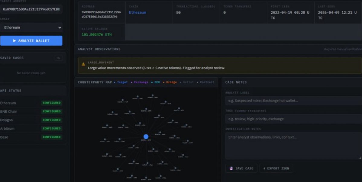 BluelockSystems's tweet photo. ALPHA v0.3 — public-chain forensic tooling focused on defensive research, blockchain OSINT, wallet tracing, and threat intelligence. https://t.co/941t0LfhlH