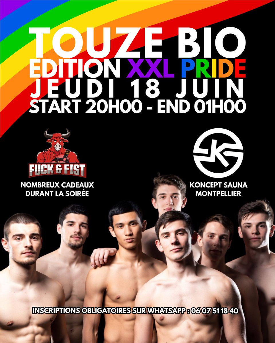 TouzeBioMtp's tweet photo. Édition XXL Pride le Jeudi 18 Juin 🌈🔥

🙏 Merci à @FuckAndFist_off &amp; au @KonceptSauna sans qui tout ça ne serait pas possible ! https://t.co/FClEQ6lw3o