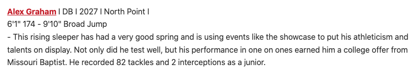 Alex_Graham11's tweet photo. Thanks for the write ups.  Looking forward to more camp competition this summer.  

@NPGrizzliesFB @JPRockMO @PrepRedzoneMO https://t.co/N2jmqArkWY