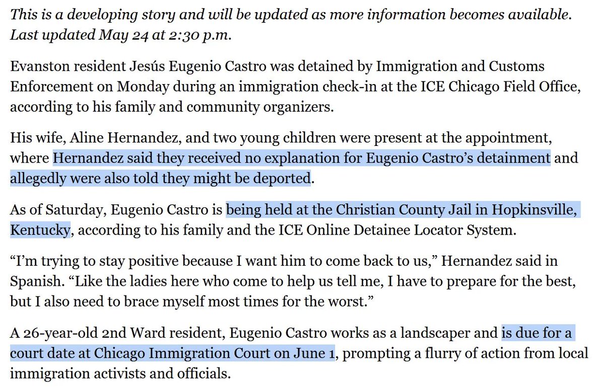 RyanInEvanston's tweet photo. BREAKING in Evanston: Resident and community member Jesús Eugenio Castro was detained by ICE last week, my colleague Marisa reports.

Evanston Latinos and Sanctuary Evanston have a fundraiser for his family: https://t.co/jdwXpY88lN https://t.co/JOVZg2SJ8R