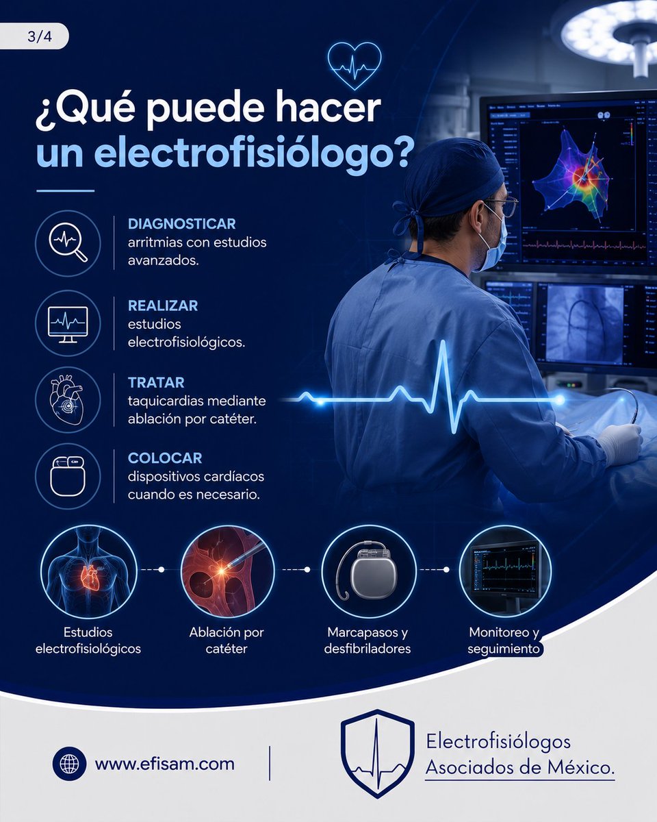 efisam_MX's tweet photo. ¿Sabías que existe un especialista dedicado al ritmo de tu corazón?

Las arritmias pueden provocar síntomas como:

✔️ Taquicardias
✔️ Palpitaciones
✔️ Desmayos
✔️ Ritmos cardíacos irregulares

#EFISAM #Electrofisiología #Arritmias #Cardiología #SaludCardiaca #Taquicardias https://t.co/Rkri7mkK8G