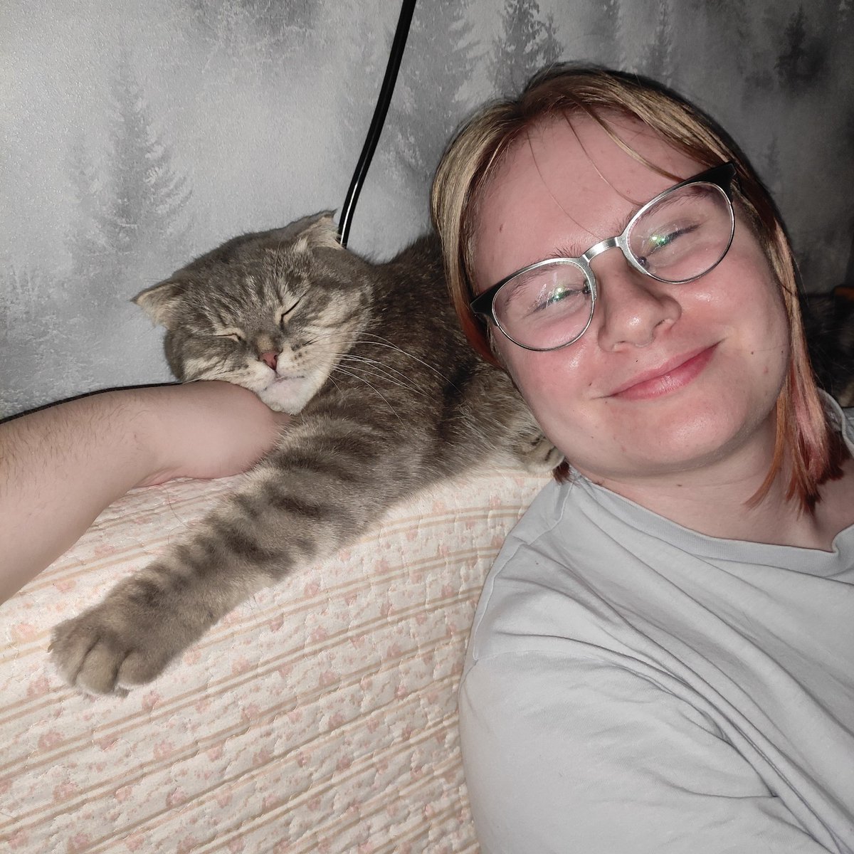 ATreugolnik's tweet photo. Лицо человека,который живёт с нетактильной кошечкой,но сегодня она дала прислонить голову к своему пузу и это стало событием,которое нужно запечатлеть: https://t.co/opiTXnRnff