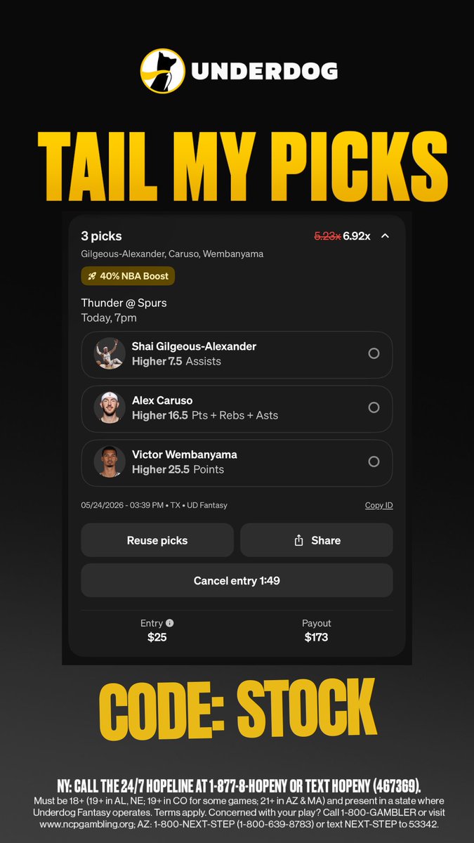 FootballStock's tweet photo. Since Tuesday I’ve nailed 22/25 picks including a big W last night 

Back again for 3 picks for the western conference free throw game 

Ride with me, I’m on 🔥 

Use the 40% boost &amp; new customers get $50 in bonus entries with code STOCK
 https://t.co/hkHvDgoSnj https://t.co/a6zceLUqWe