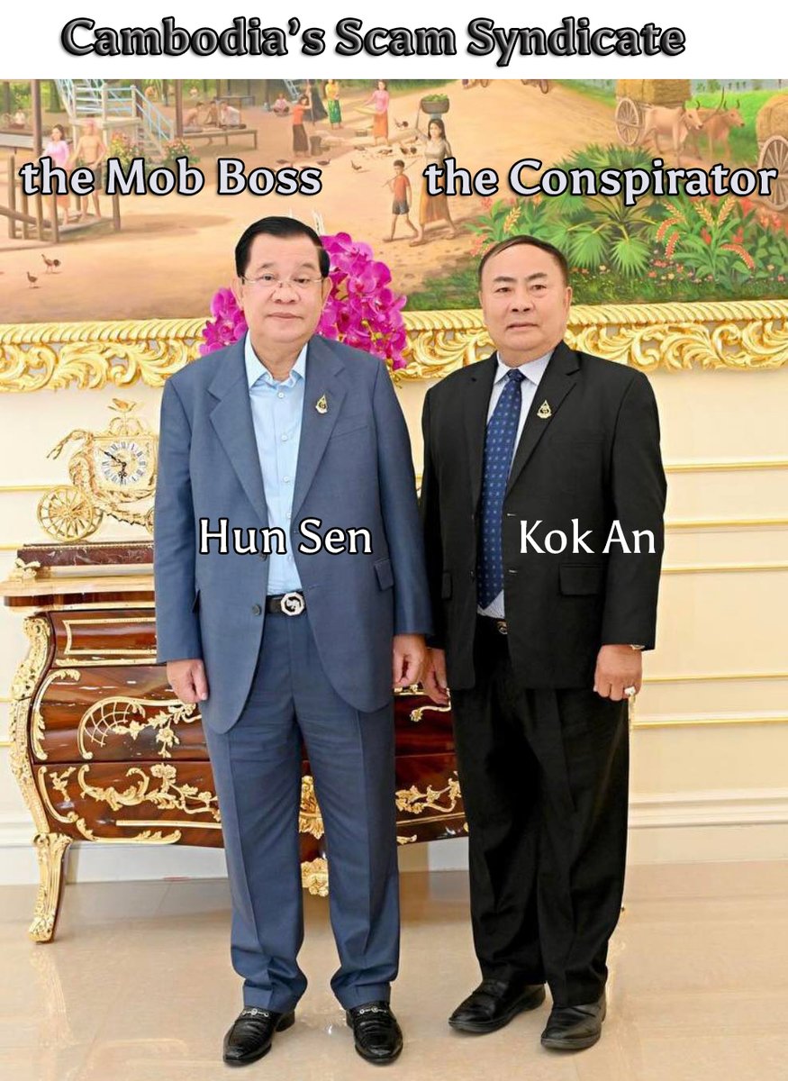 peuvs's tweet photo. @jacobincambodia Hun Sen painted Cambodia as a victim of transnational scam syndicates. Yet, his own right-hand man, Kok An, notoriously owned and operated multiple scam compounds across the country. #Cambodia #HunSen #HumanTrafficking https://t.co/jy6Md8J7Hn