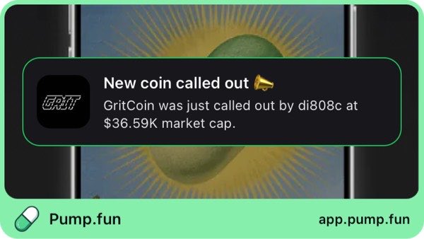 OkayThanks88's tweet photo. Just called out GritCoin at $36.59K mcap. My recent call hit 7x! Follow me on https://t.co/UMWGqqTdJA app to get instant alerts: https://t.co/AjGySSaGrn.  #FYP #MEMECOIN https://t.co/RB21kc6uvi