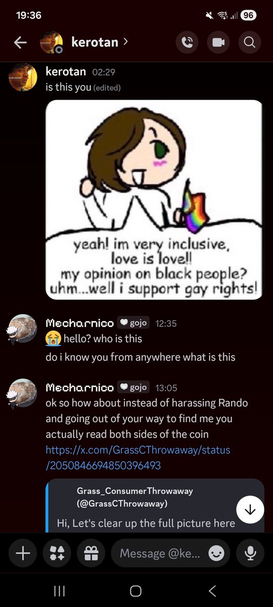 MechatheChild's tweet photo. Lets not forget you went out of your way to harass me by personally sifting through a discord server and go into my dms, REFUSING TO READ THE RESPONSE TWEET. when the person of the 'call-out' thread said not to harass anyone involved, you absolute fucking immature child. https://t.co/lfiwhWhPf9