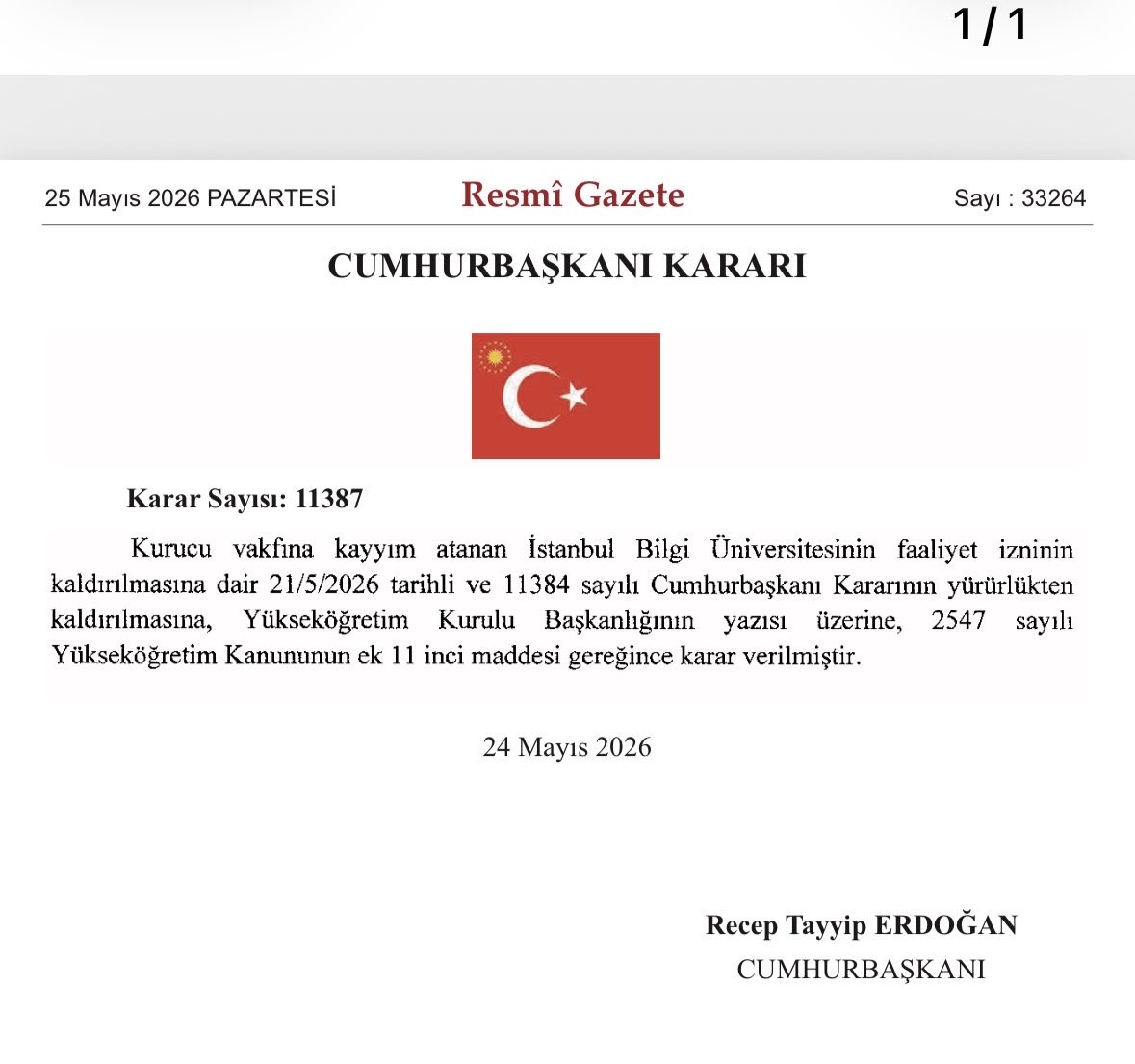 cagdasbayraktar's tweet photo. Bilgi Üniversitesi’nin kapatılması kararı kaldırıldı. https://t.co/V9ARGQSNgM