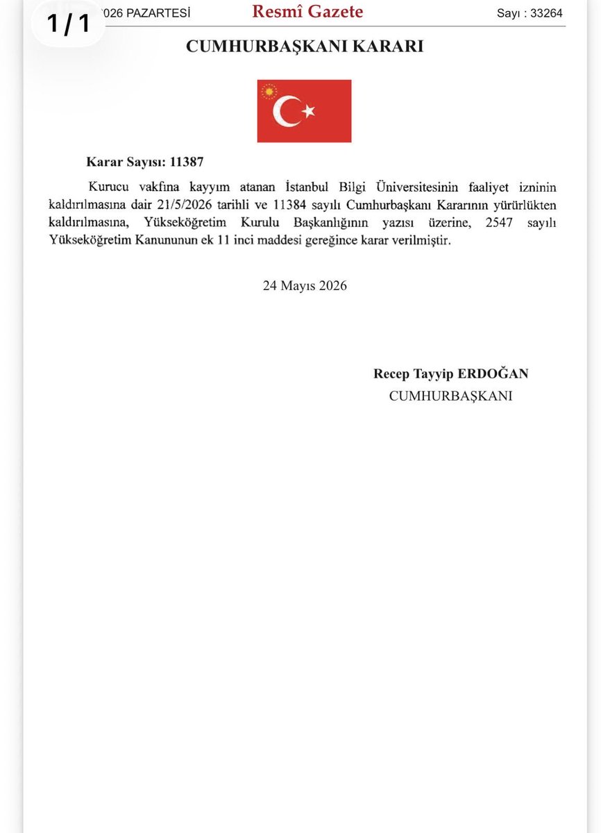 _cananarslan_'s tweet photo. #SonDakika Bilgi Üniversitesi’nin faaliyet izninin durdurulması kararı iptal edildi https://t.co/yrp0pSkeHF