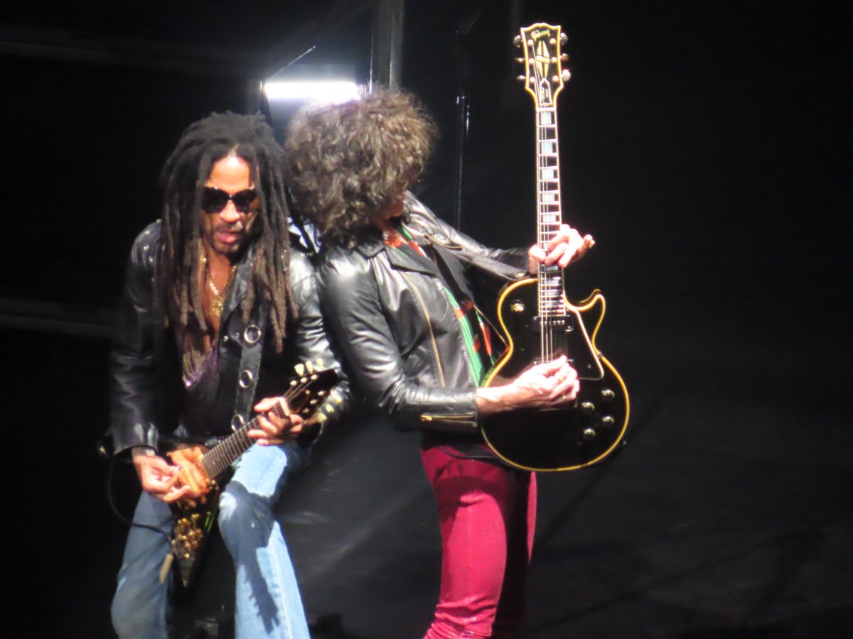 AlanToddWHS's tweet photo. The Dynamic Duo of @LennyKravitz and Craig Ross from last night's show at @Yaamava Theater.  They've been together for 35 years!

#lennykravitz #craigross #livemusic #concert #concerts https://t.co/rv09C841qs