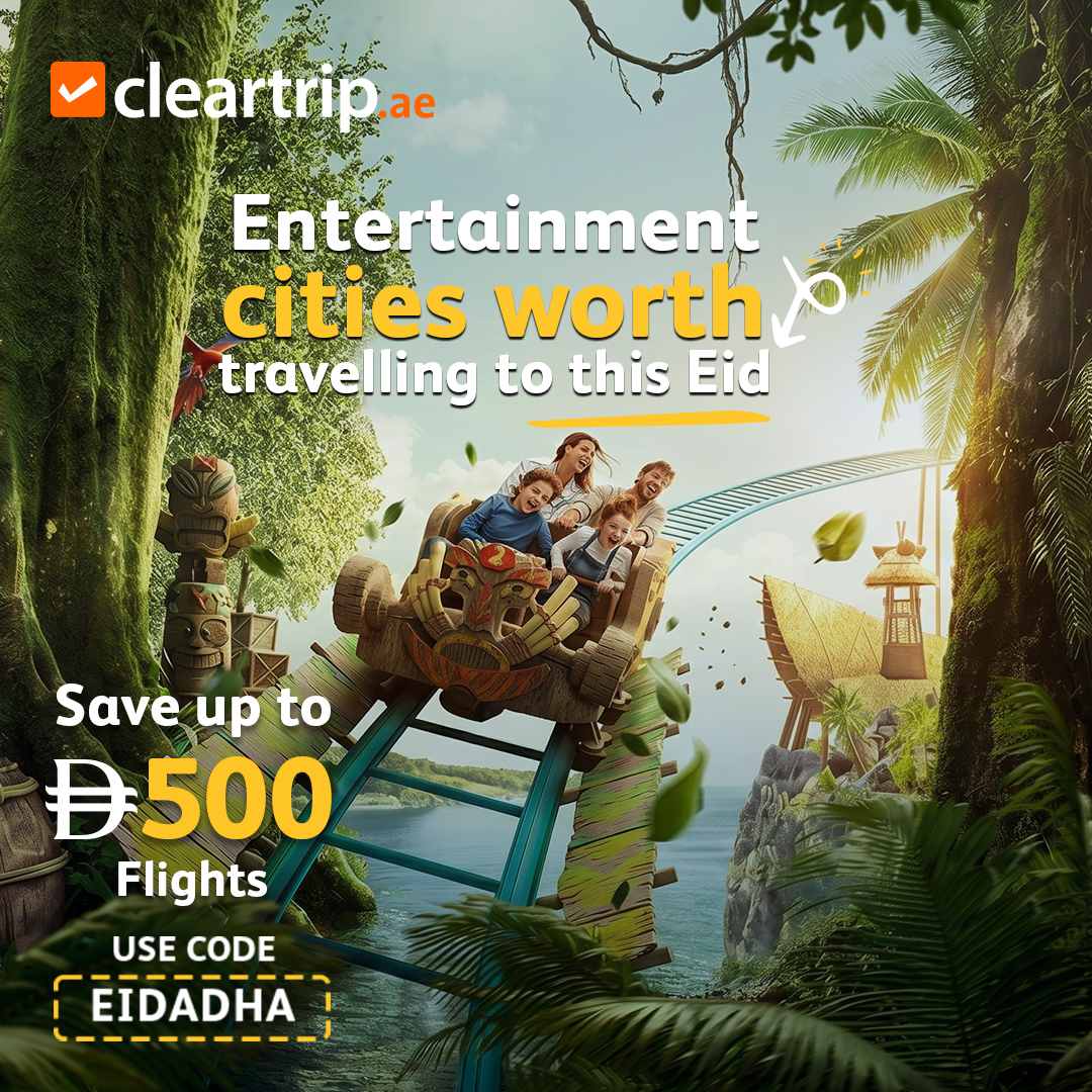 CleartripAE's tweet photo. A little off your fare… changes the whole Eid vibe! Eid joy hits different with up to AED 500 OFF. 🤩🎈
New adventures, new memories, and the kind of moments that actually feel special.
Use code EIDADHA now before the offer ends 🎫 https://t.co/xElNdib7gD