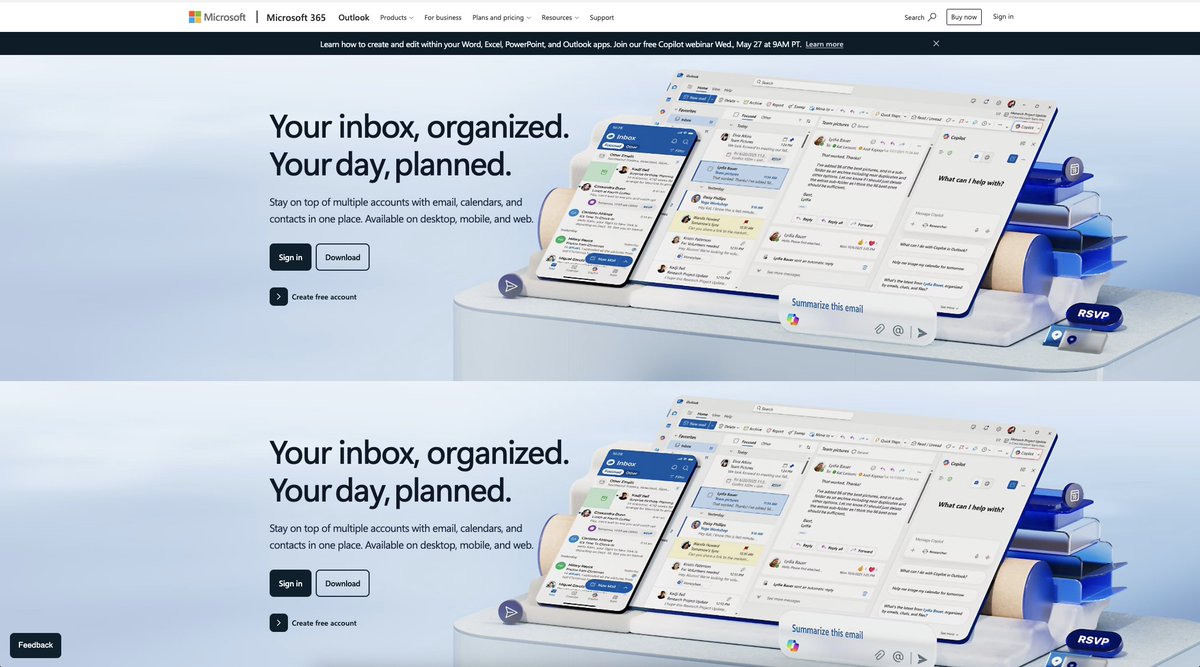 c100k_'s tweet photo. Ladies and Gentlemen, the @Microsoft Outlook homepage !
Provided to you by @Copilot !
#microslop https://t.co/mfcygbSVzS