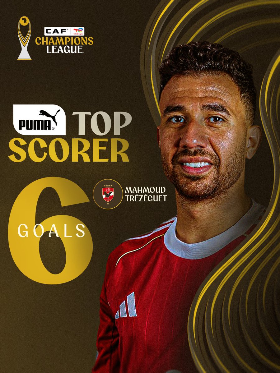 CAFCLCC's tweet photo. Mahmoud Trezeguet is the #TotalEnergiesCAFCL 2025/26 top scorer with 6 goals! ⚽ 

 @pumafootball  | @PUMA https://t.co/KGXc3DHEeD