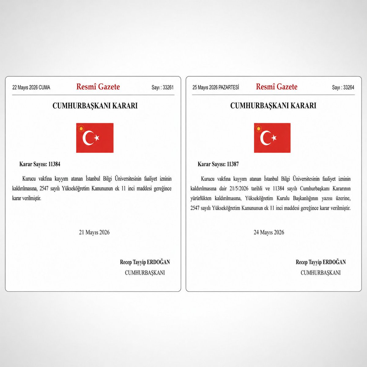 MSTanrikulu's tweet photo. Bu devlet işte böyle yönetiliyor.

Niye kapattınız?
Niye iki gün sonra yeniden açtınız?

Artık tamamen bitmiş bir Adalet ve Kalkınma Partisi hükümetinden söz ediyoruz.

Sayın Erdoğan;
Üniversiteyi kapattıran kararı size kim hazırladı?
İki gün sonra o kararı geri çektirenler kimdi?

Kendinizi ve siyasi karar alma mekanizmalarınızı, yeniden gözden geçirin. 

Tıpkı Bilgi Üniversitesi kararında olduğu gibi bugün Genel Merkezimizde yaşanan olaylar ve partimize dönük yaşanan hukuk dışı, anayasaya aykırı yargı süreçleri için de "Bu kararlardan ve yaşananlardan benim haberim yoktu" diyeceksiniz ama çok geç olacak. 

Hakimlerin kafasıyla siyaset yapılmaz. Size son önerim şudur: 

Yargı görevi yürüten hakimler ve savcılarla siysaset yapmayın. 

@tcbestepe @Akparti
