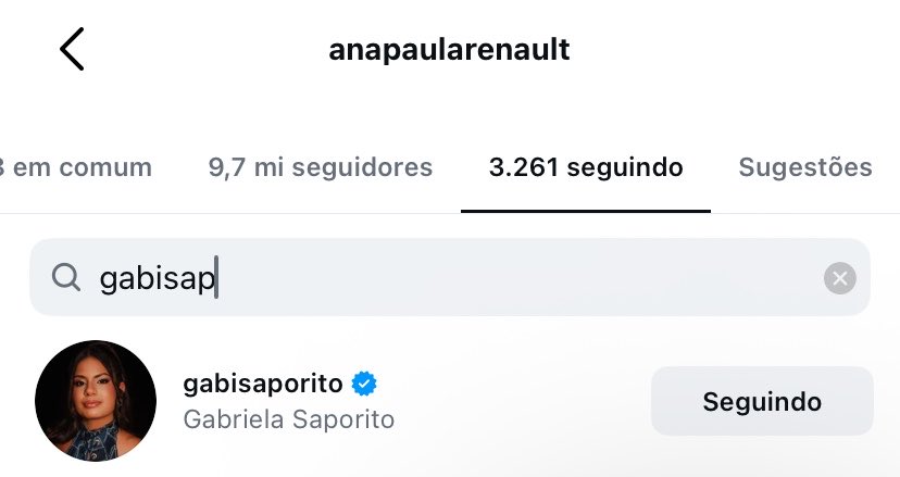 renaultdaily's tweet photo. Panquecana vive! Ana Paula Renault começou a seguir Gabriela Saporito no Instagram https://t.co/TT7AMEcSoW